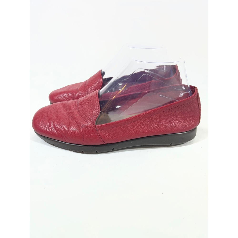 Aerosoles Fame Show Pebbled Leather Loafers Women 7.5 Red Slip On Flats Everyday